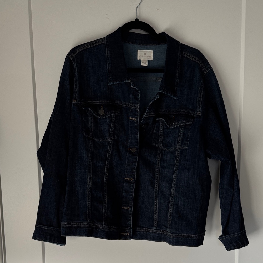 Caslon 3x Dark Blue Jean Jacket with great style & stretch!